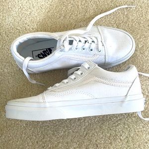 Size 6.5 Womens, white, laced-up shoes.
